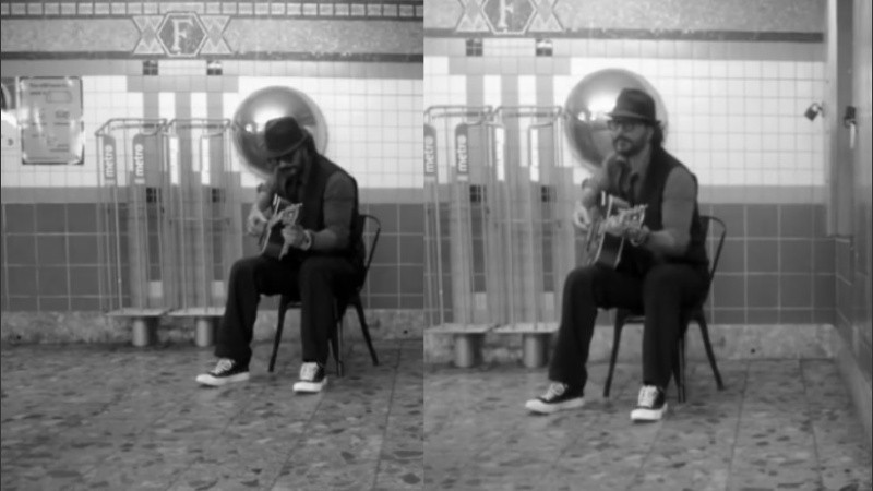 El cantante Ricardo Arjona en el subte de Nueva York.