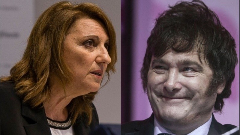 La presidenta del socialismo, Mónica Fein y el líder de La libertad avanza (LLA), Javier Milei.