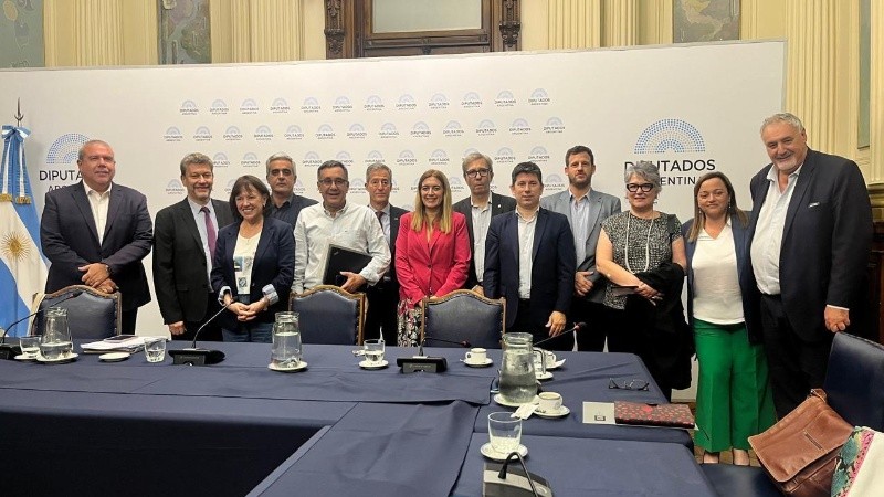 Los rectores junto a los integrantes de la comisión de Educación en el Congreso.