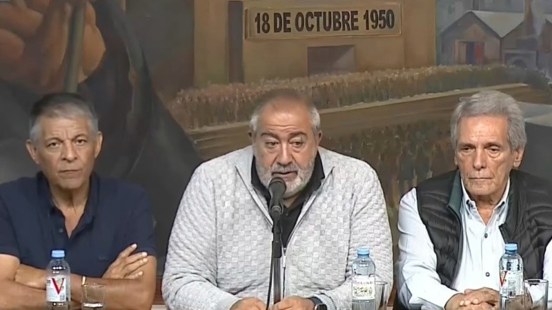 La conferencia vespertina en la sede porteña de la central obrera.