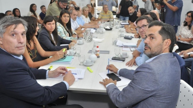 La reunión paritaria con los docentes en febrero pasado.