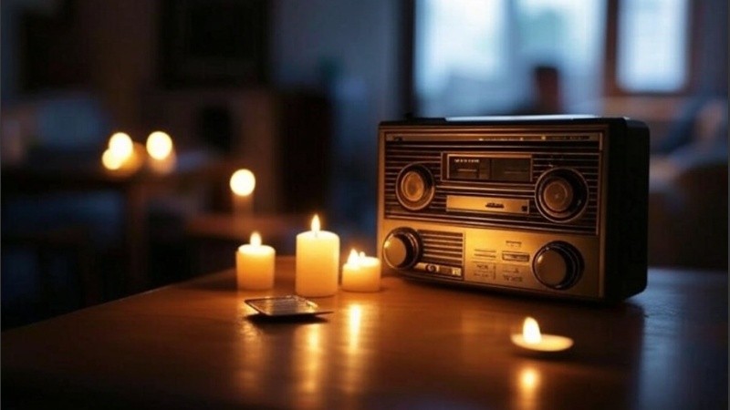 La radio, la única voz encendida en medio del apagón eléctrico.