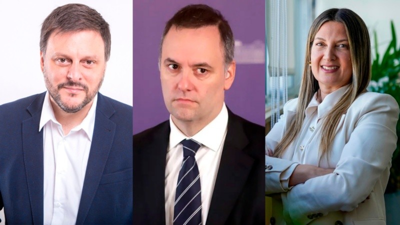 Leandro Santoro, Manuel Adorni y Silvia Lospenatto, los tres principales candidatos en las elecciones del domingo.