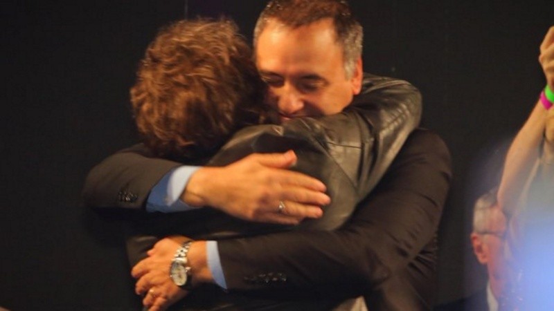 El presidente y el vocero en el acto de este miércoles por la noche.