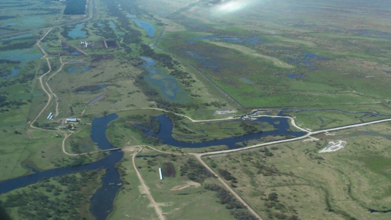 Vistas aéreas de los terraplenes que alteran un ecosistema vital.