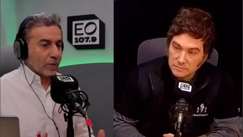 El periodista Luis Majul y el presidente Javiel Milei.