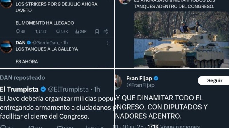 Denunciaron a tuiteros libertarios que llamaron a 