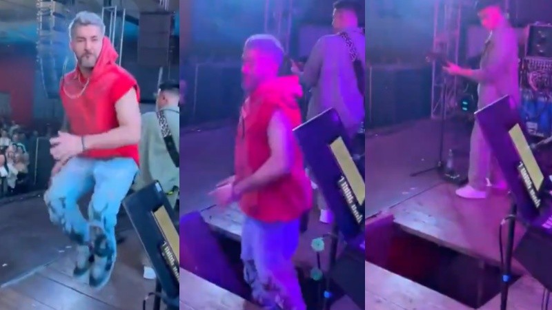 Así cayó del escenario el cantante David Ortiz.