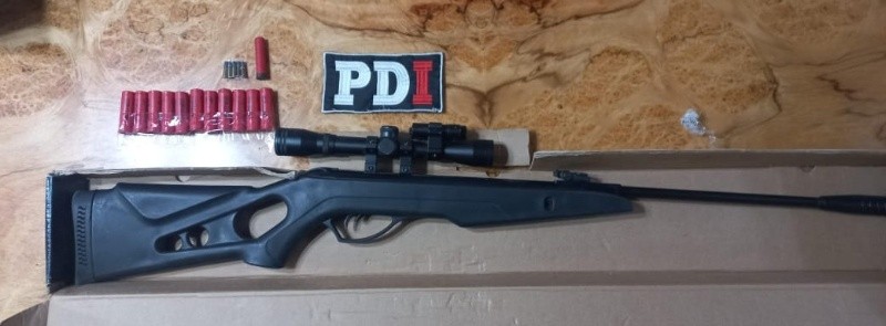 &nbsp;Un rifle de aire comprimido secuestrado durante los allanamientos.