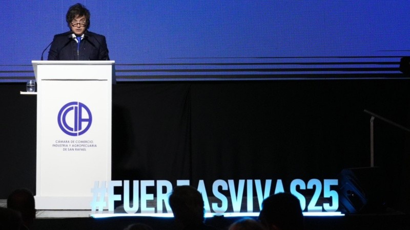 El presidente de la Nación durante el acto en San Rafael.