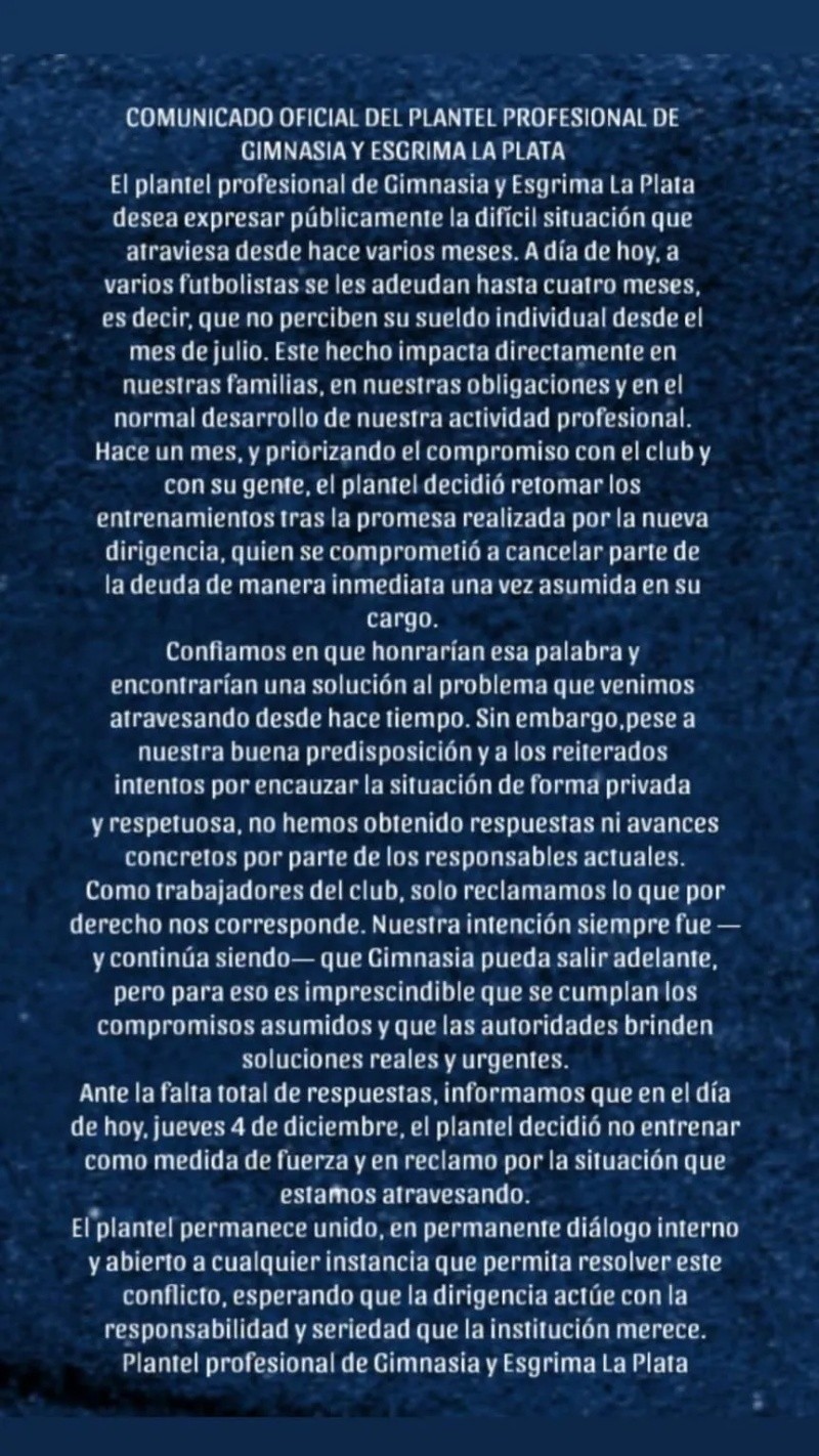 El plantel del Lobo emitió el comunicado en redes. 