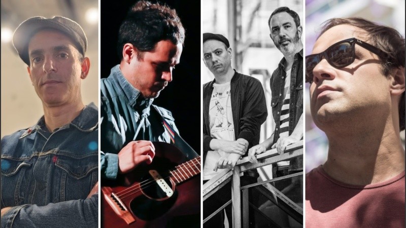 Artistas del sello Planeta X Discos: Andrés Mantello, Juani Favre, Matilda y Oscar Favre.