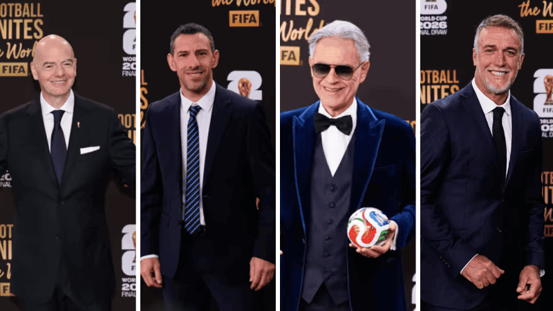 Las figuras desfilaron por la alfombra roja en la previa del sorteo mundialista en Washington.