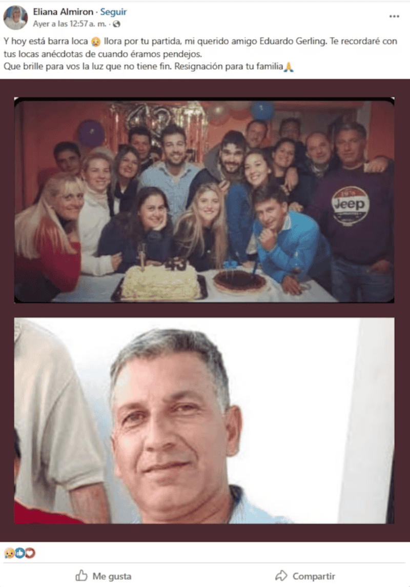  Mensajes de condolencias para Eduardo Gerling que falleció en un choque en Uruguay. 