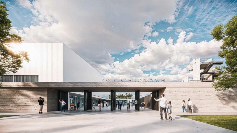  Un rénder del acceso al Centro Acuático Provincial. 