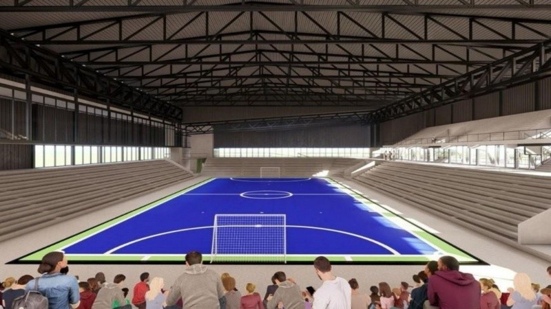 Un rénder de cómo se verá el interior del microestadio. 