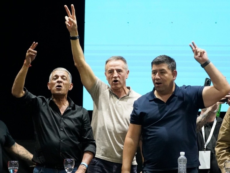 Los cotitulares de la CGT Jorge Sola, Octavio Argüello y Cristian Jerónimo. 