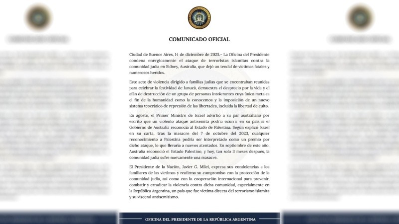 El comunicado del Gobierno argentino (@OPRArgentina).&nbsp;