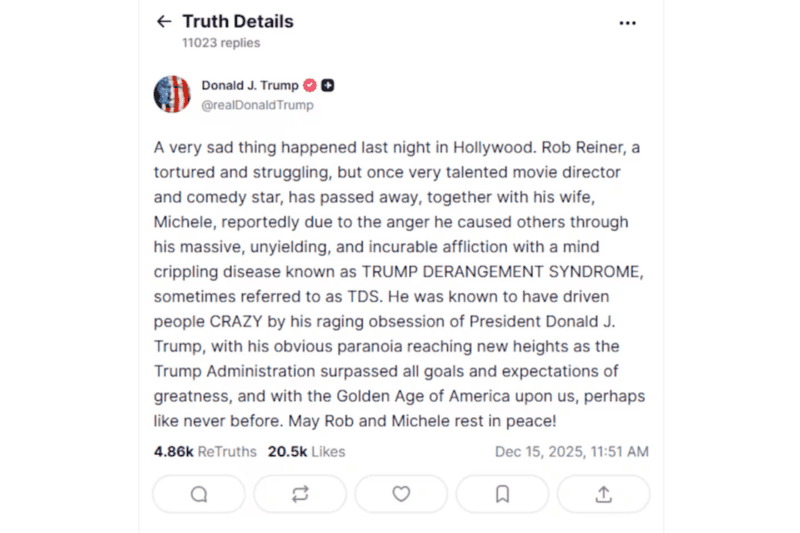 El posteo en Truth Social.