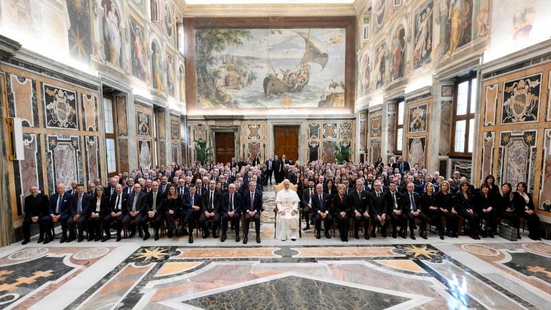 &nbsp;El papa León XIV en una audiencia con asesores laborales en el Vaticano (EFE).