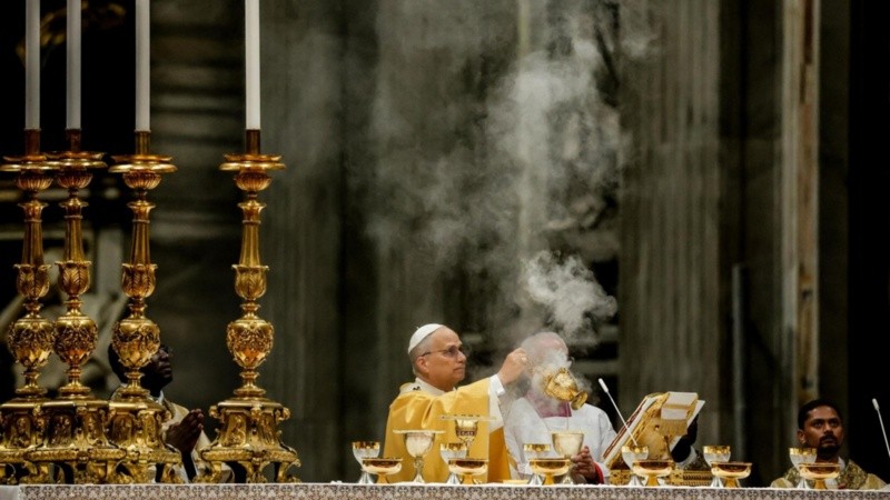 El papa León XIV en su primera Navidad.