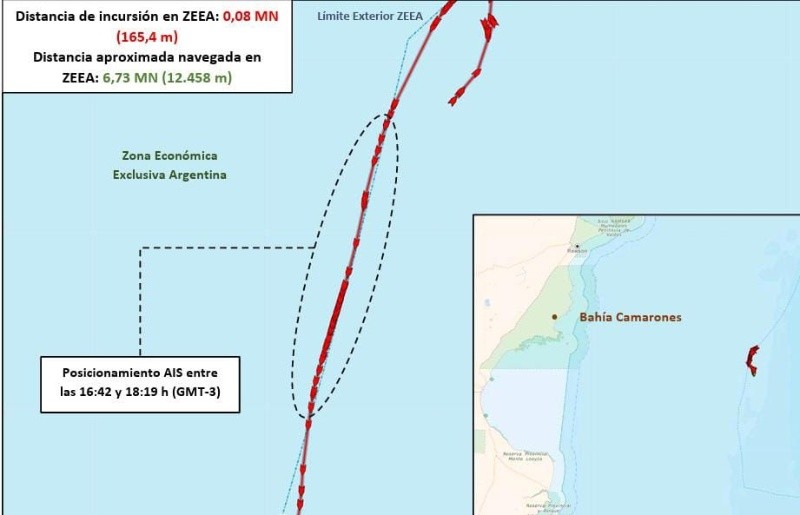 &nbsp;Imagen que difundió Prefectura sobre la actividad del buque.