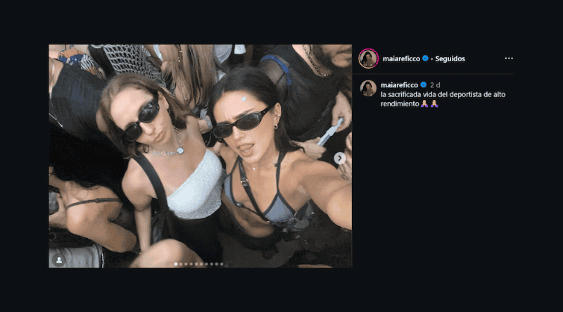 &nbsp;El posteo de ella en Instagram días antes, donde se vio el mg de Franco. 