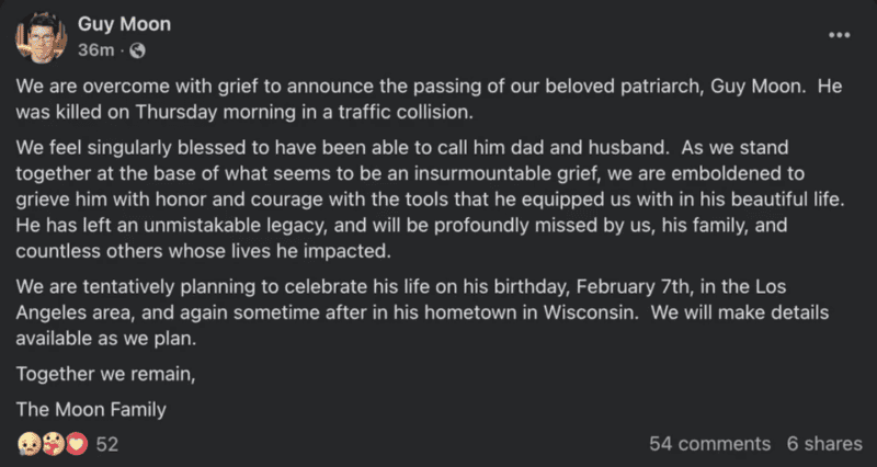 El anuncio de la familia Moon en las redes sociales.&nbsp;