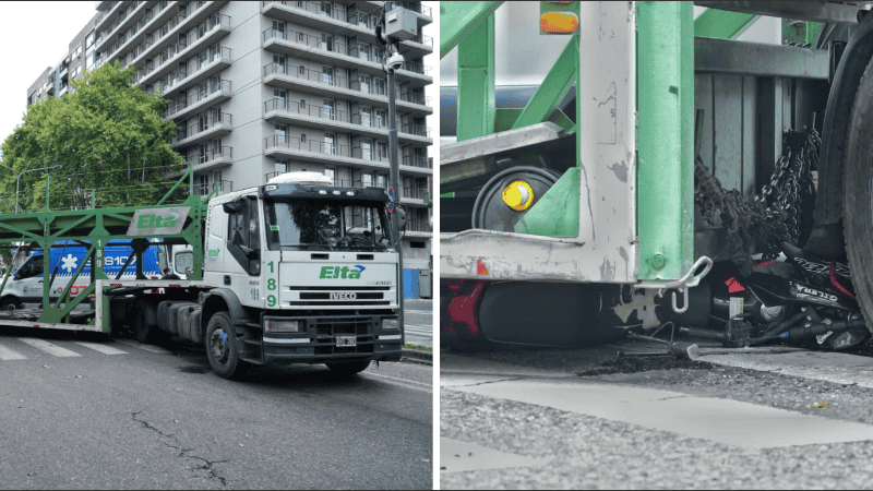 Choque entre un camión mosquito y una motocicleta en 27 de Febrero y Buenos Aires.