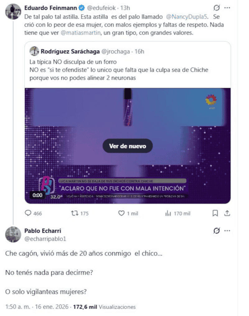 &nbsp;El intercambio en X entre Pablo y Eduardo.&nbsp;