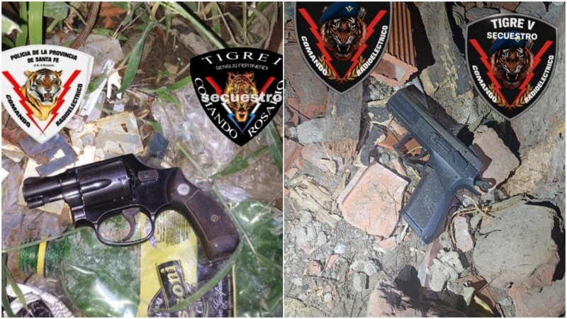 Las armas descartadas en un pasillo cercano a Circunvalación y 27 de Febrero.