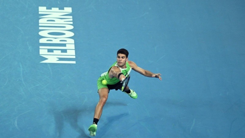 Alcaraz en el Abierto de Australia.