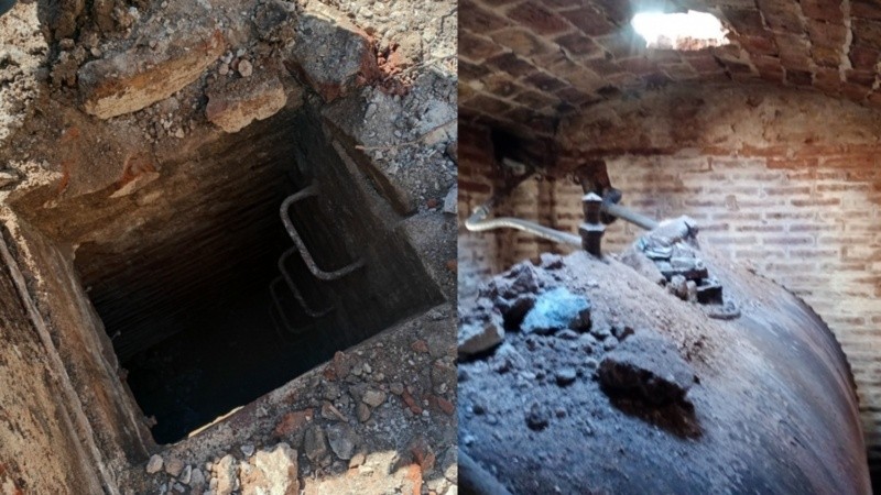 Durante las obras de remodelación de la Plaza 25 de Mayo, se encontró una bóveda subterránea con un tanque de combustible.