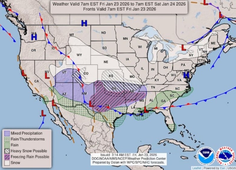 &nbsp;Las nevadas más importantes se esperan en el Valle del Ohio, el Atlántico Medio y el Noreste.
