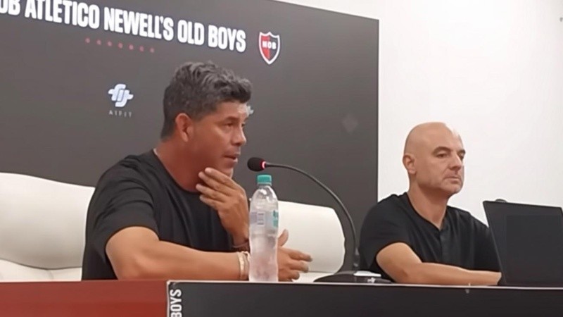 La dupla Orsi-Gómez, en la conferencia de prensa posterior al partido ante Independiente.