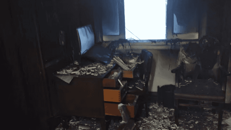 Así quedó el despacho siniestrado.
