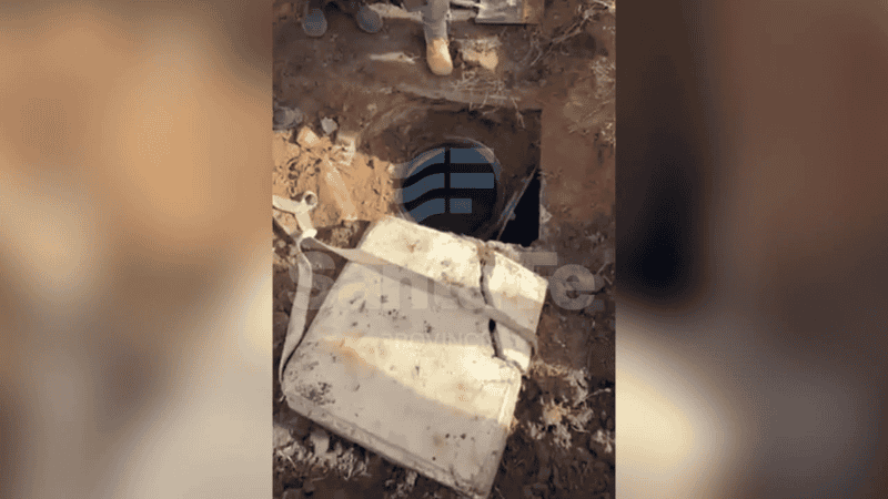 La cisterna donde estaba oculto el armamento.