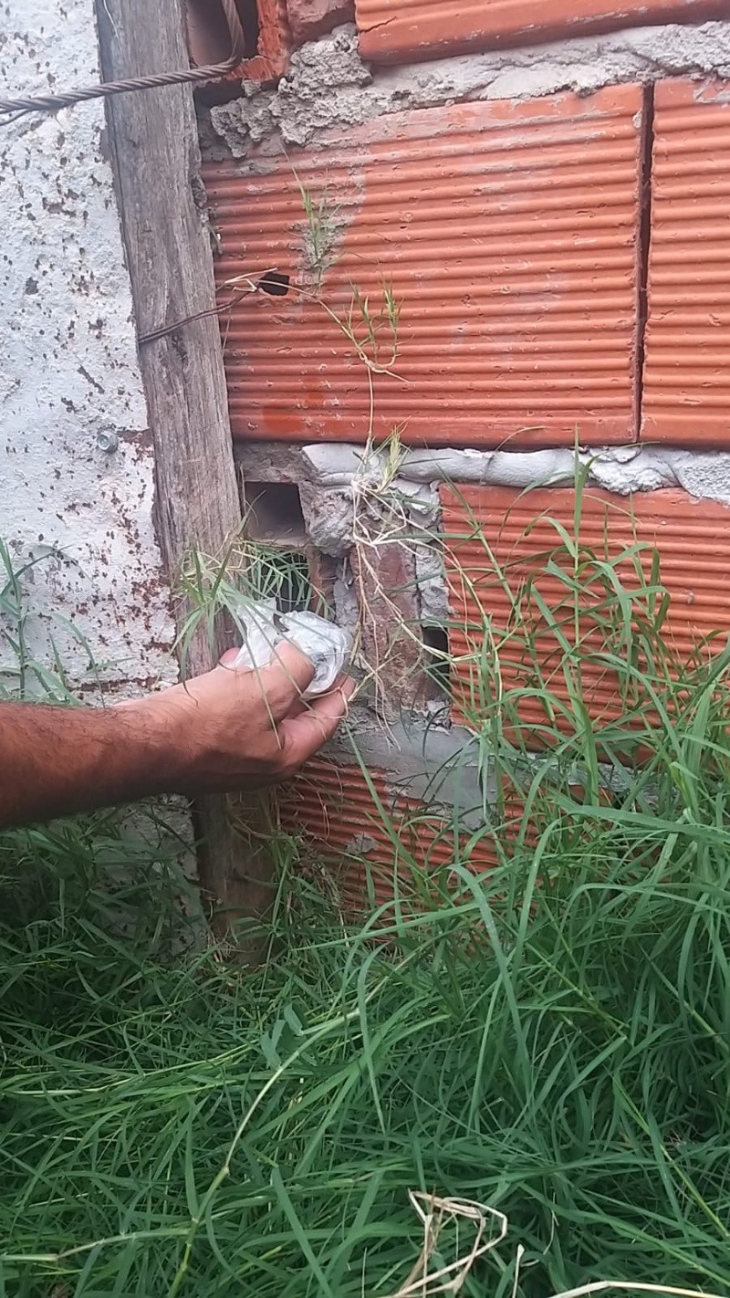 La droga, oculta en un ladrillo hueco.