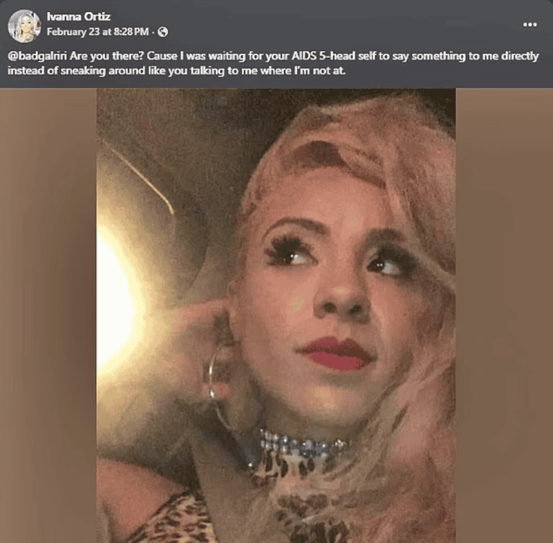 &nbsp;Ivanna Ortiz realizó comentarios despectivos en contra de Rihanna días antes del ataque. (Facebook)