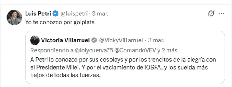 El cruce entre Villarruel y Petri en X.&nbsp;