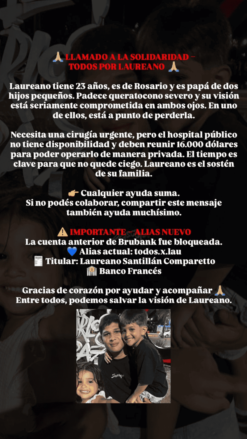 La campaña solidaria que lanzó su familia.&nbsp;