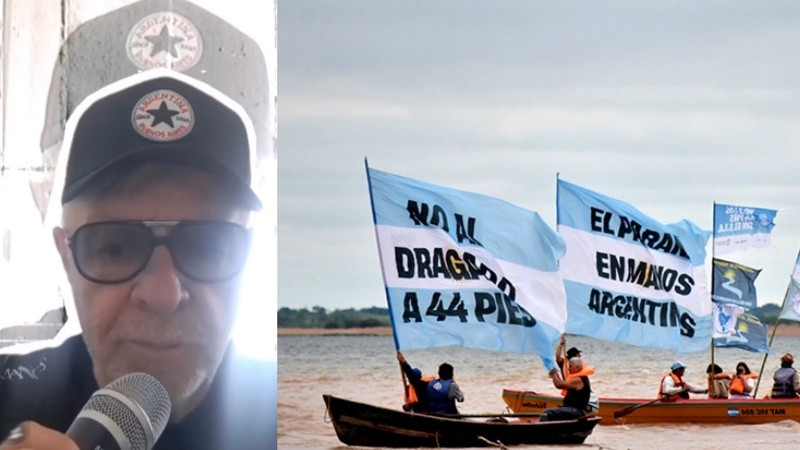 León Gieco apoyó la travesía náutica en defensa del río Paraná y contra el dragado de la hidrovía.