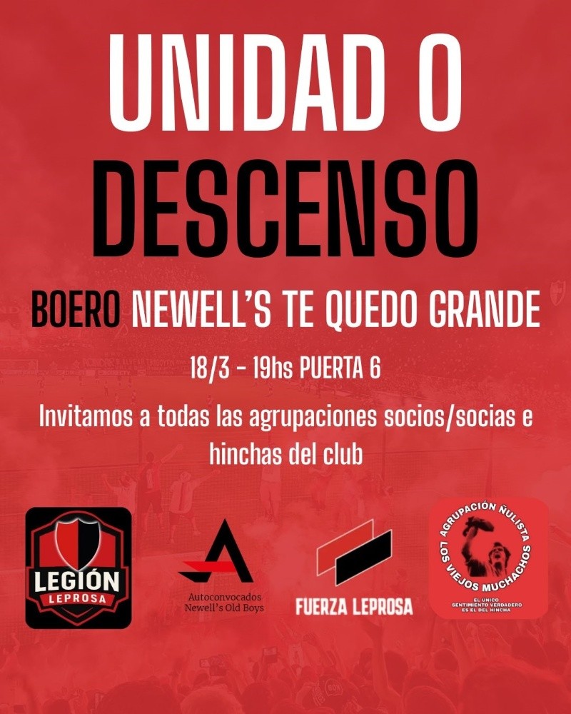 La convocatoria de un sector de la oposición de Newell's.