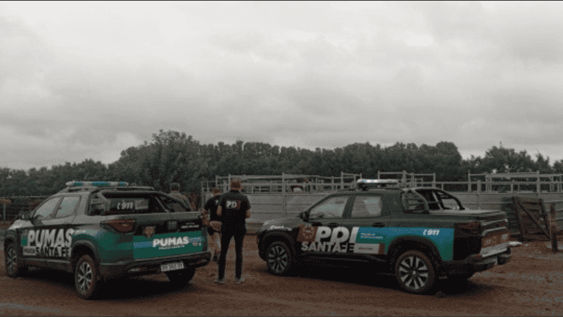 Autoridades en el campo de Chabás adonde apareció el ganado faltante.
