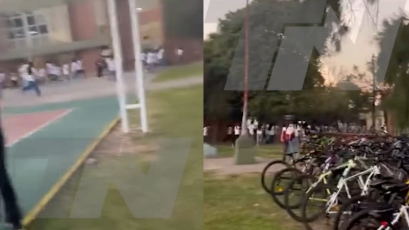 Imágenes de corridas en el patio de la escuela en medio de los escopetazos.