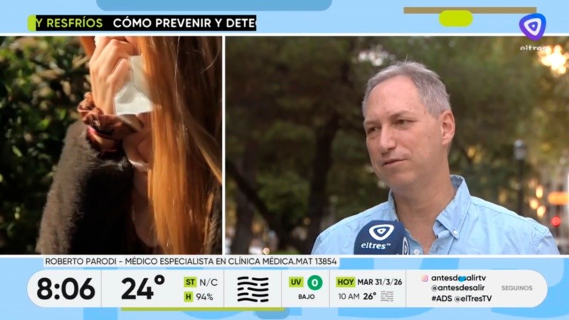 El doctor Roberto Parodi detalló los principales virus y enfermedades que llegan con el cambio de estación y cómo cuidarse