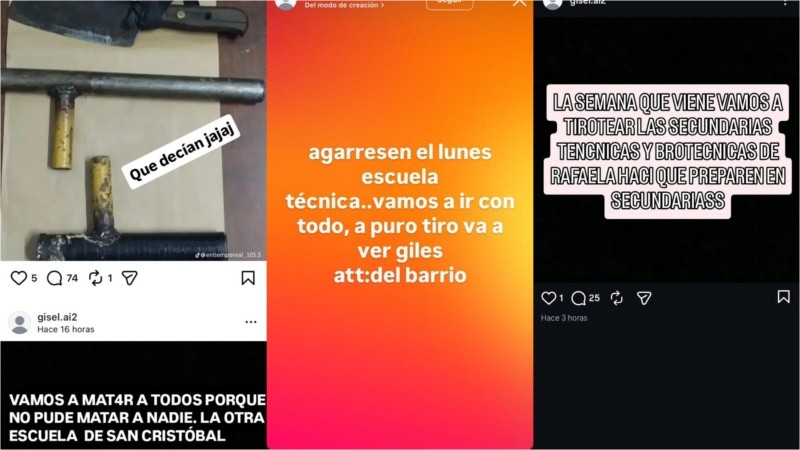 Las capturas de pantalla que se viralizaron en Rafaela y Sunchales.