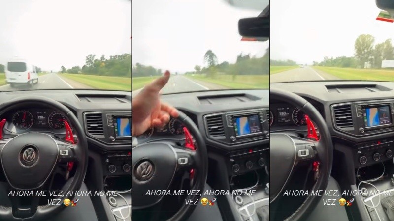 Ahí lo tenés: uno de los videos que publicó el mismo conductor en sus redes. (imágenes video/Rosario3)