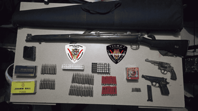 Las armas del vecino de De Paoli. No está claro si tenían papeles.