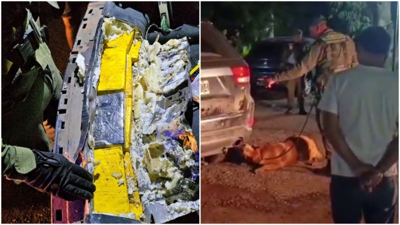 La perra Sasha detectó los panes de cocaína acondicionados en la Jeep Grand Cherokee.